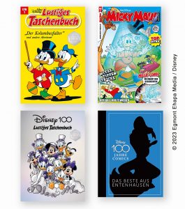 vier Cover Jubiläum-Produkte 100 Jahre Disney